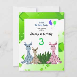 Giraffe Animal Birthday Einladung