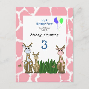 Giraffe Animal Birthday Einladung