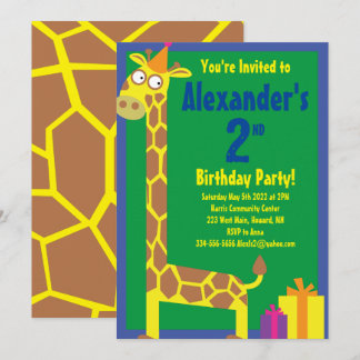 Giraffe Animal Kid's Birthday Party Einladungen