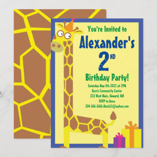 Giraffe Animal Kid's Birthday Party Einladungen