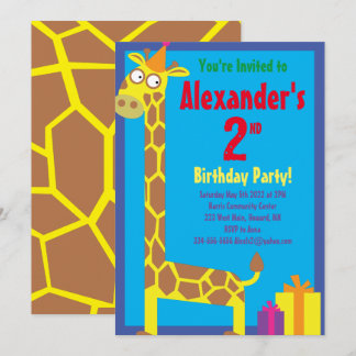 Giraffe Animal Kid's Birthday Party Einladungen