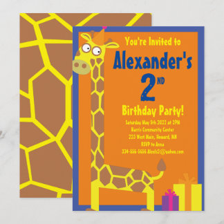 Giraffe Animal Kid's Birthday Party Einladungen