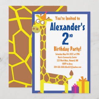 Giraffe Animal Kid's Birthday Party Einladungen