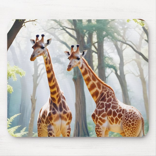 Giraffe Animal Nature Wildlife Zuneigung Gekümmert Mousepad (Vorne)