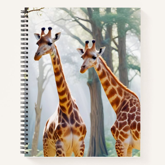 Giraffe Animal Nature Wildlife Zuneigung Gekümmert Notizbuch (Vorderseite)