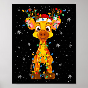 Giraffe Animal Weihnachtsmannmütze Ugly Christmas Poster