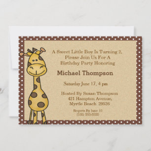 Giraffe Anniversaire Fête Invitation