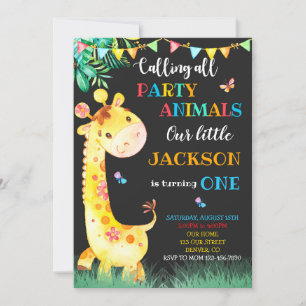 Giraffe anniversaire invitation Safari invitation