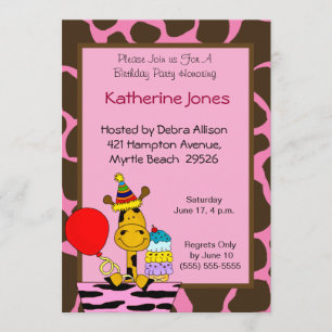 Giraffe Anniversaire Invitations