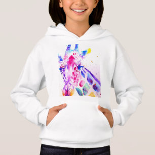 Giraffe Aquarell Mädchen Lila Süß Zoo Tier Hoodie