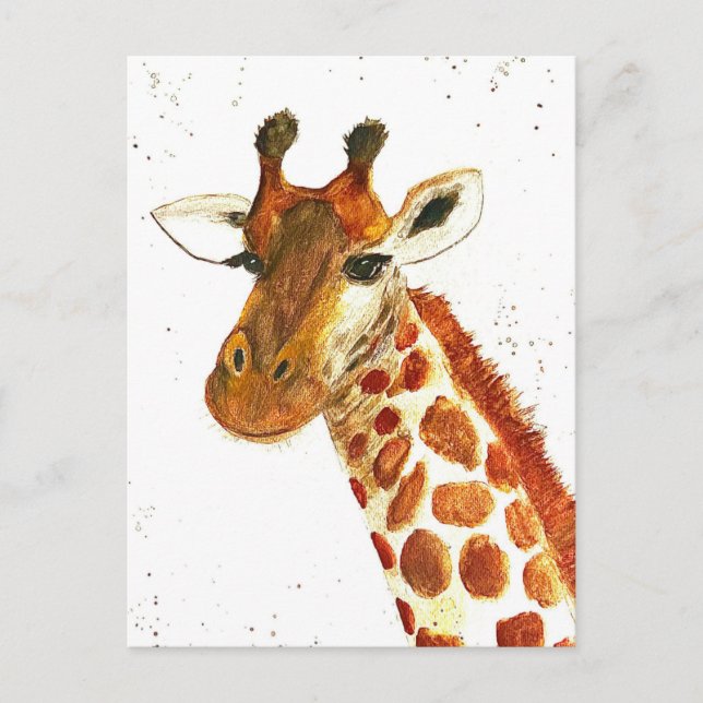 Giraffe Aquarelltiere Safari Afrikanischer Dschung Postkarte (Vorderseite)