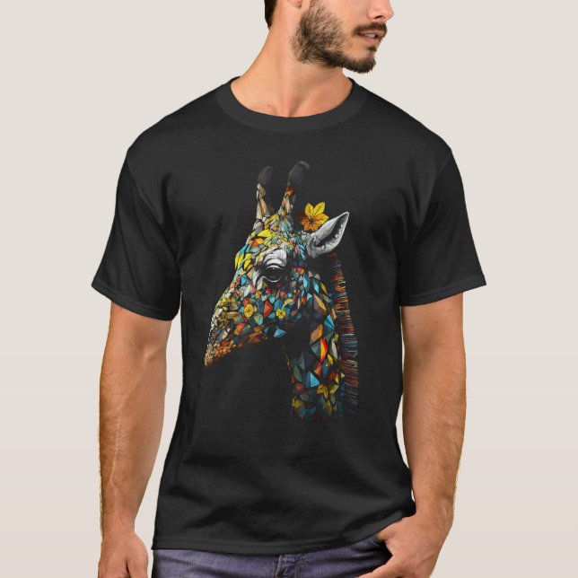 Giraffe Artwork  Animal Colourful Giraffe 1 T-Shirt (Vorderseite)