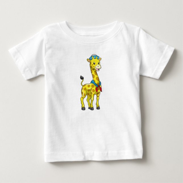 Giraffe as Sailor with Sailor hat Baby T-shirt (Vorderseite)
