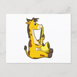 Giraffe at Music with Saxophone.PNG Postkarte