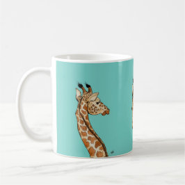 Giraffe auf aquamarinem Hintergrund Kaffeetasse