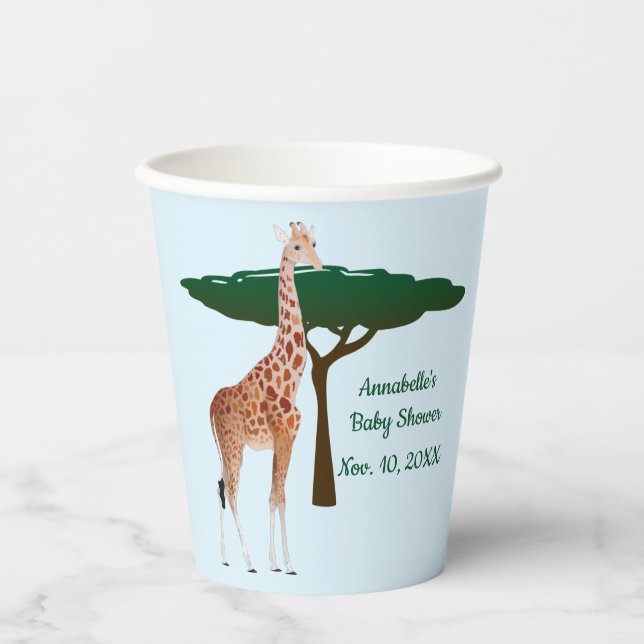 Giraffe auf der Savanna Pappbecher (Vorderseite)
