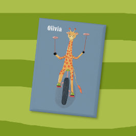 Giraffe auf einem Einrad Blaue Schaltfläche Button