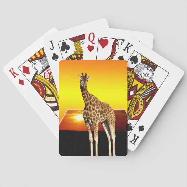 Giraffe auf einem goldenen Sonnenuntergang, Spielkarten (Rückseite)