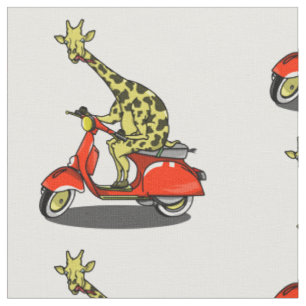 Giraffe auf einem Retro-Moped Stoff