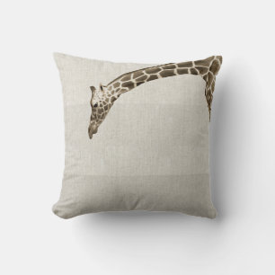 Giraffe auf Leinen Stripes Kissen