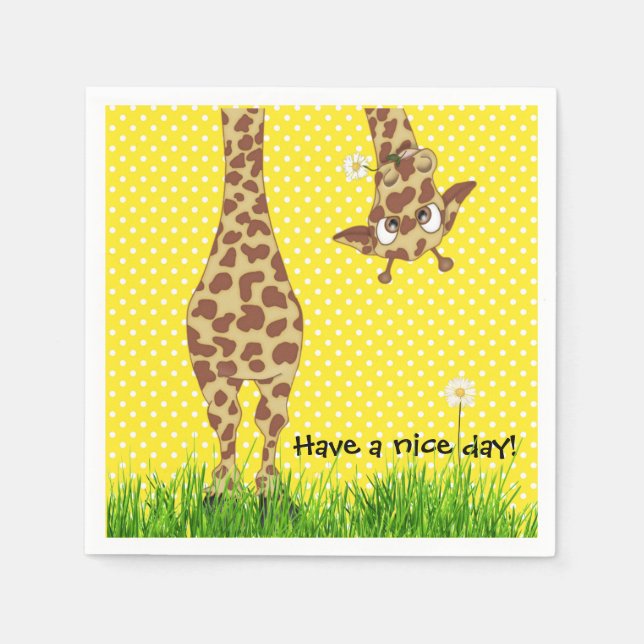 Giraffe auf Polka-Punkten mit Daisy Serviette (Vorderseite)