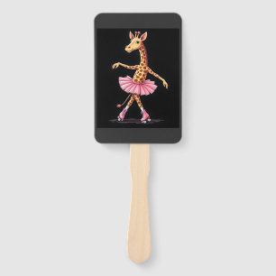 Giraffe auf Rollschuhen in rosa Tutu-Tanktop Fächer