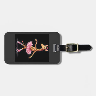 Giraffe auf Rollschuhen in rosa Tutu-Tanktop Gepäckanhänger