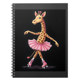 Giraffe auf Rollschuhen in rosa Tutu-Tanktop Notizblock