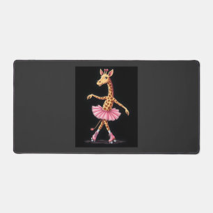 Giraffe auf Rollschuhen in rosa Tutu-Tanktop Schreibtischunterlage