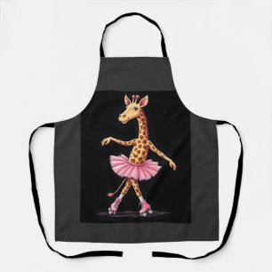 Giraffe auf Rollschuhen in rosa Tutu-Tanktop Schürze