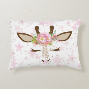 Giraffe auf rosa Sternen Dekokissen