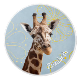 Giraffe auf sonniger blauer Himmelshintergrund Kin Keramikknauf
