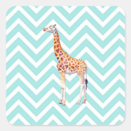 Giraffe auf Zickzack Zickzack. Quadratischer Aufkleber