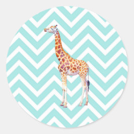 Giraffe auf Zickzack Zickzack. Runder Aufkleber