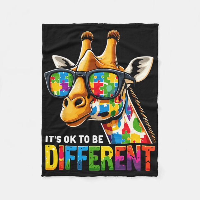 Giraffe-Autismus-Bewusstsein Es ist okay, anders z Fleecedecke (Vorderseite)