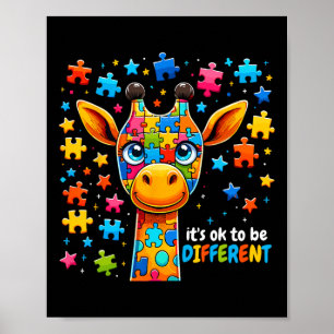 Giraffe-Autismus-Bewusstsein Es ist okay, anders z Poster