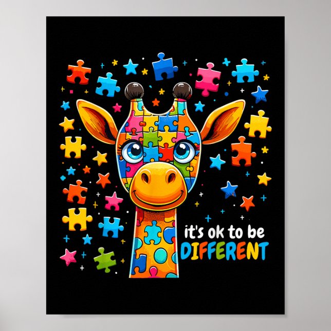 Giraffe Autismus Bewusstsein für seinen Ok, anders Poster (Vorne)