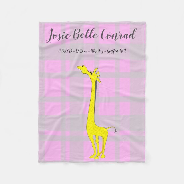 Giraffe Baby Birth Stats Fleecedecke (Vorderseite)