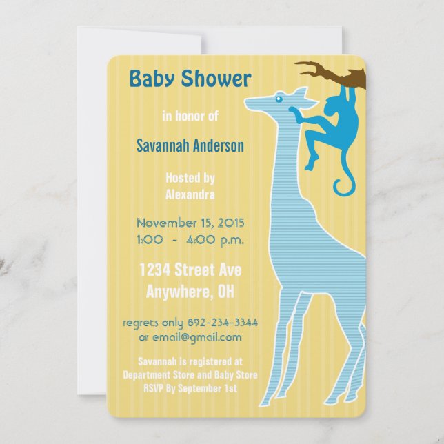 Giraffe Baby Boy Shower Einladungen (Vorderseite)
