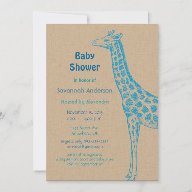 Giraffe Baby Boy Shower Einladungen (Vorderseite)