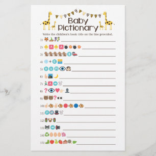 Giraffe Baby Bücher Emoji Pictionary Baby Shower S Flyer