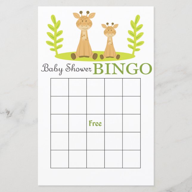 Giraffe Baby Dusche Bingokarte (Vorderseite)