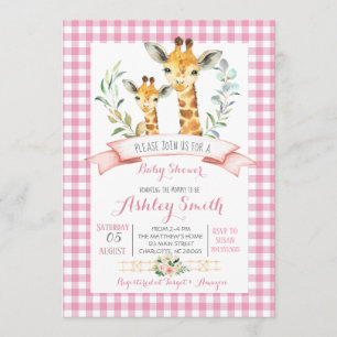Giraffe Baby Dusche Einladung Rosa Mädchen
