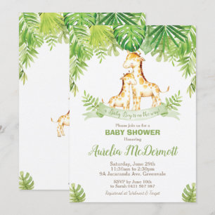 Giraffe Baby Dusche Jungle Animals Baby Boy Green Einladung