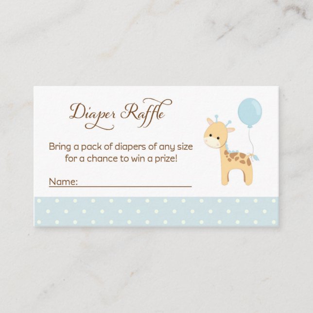 Giraffe Baby Duwer Diaper Raffelkarten Begleitkarte (Vorderseite)