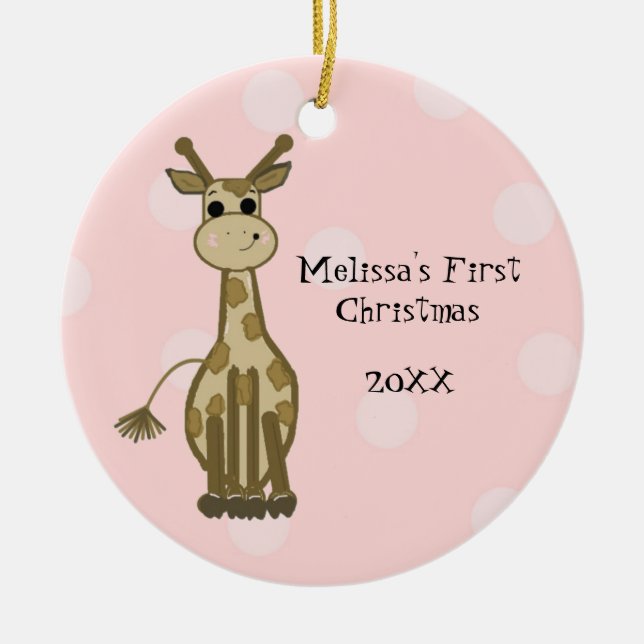 Giraffe Baby First Christmas Keramik Ornament (Vorne)