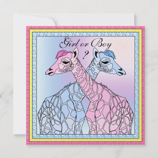 Giraffe Baby Gender Reveal Party Einladung (Vorderseite)