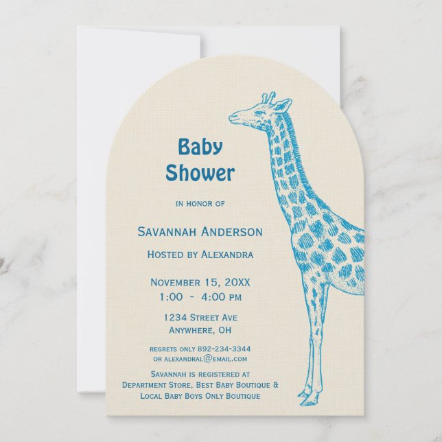 Giraffe Baby Girl Duwer Einladungen (Vorderseite)