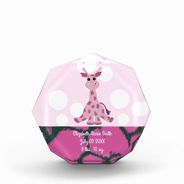 Giraffe Baby Girls Geburtstag Fotoblock (Vorderseite)