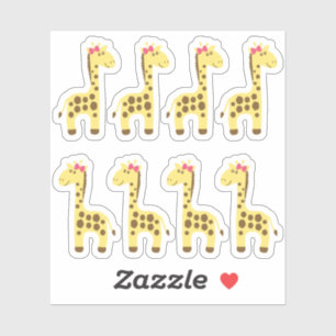 Giraffe-Baby-Mädchen-Rosane-Schleife-Planer / Scra Aufkleber